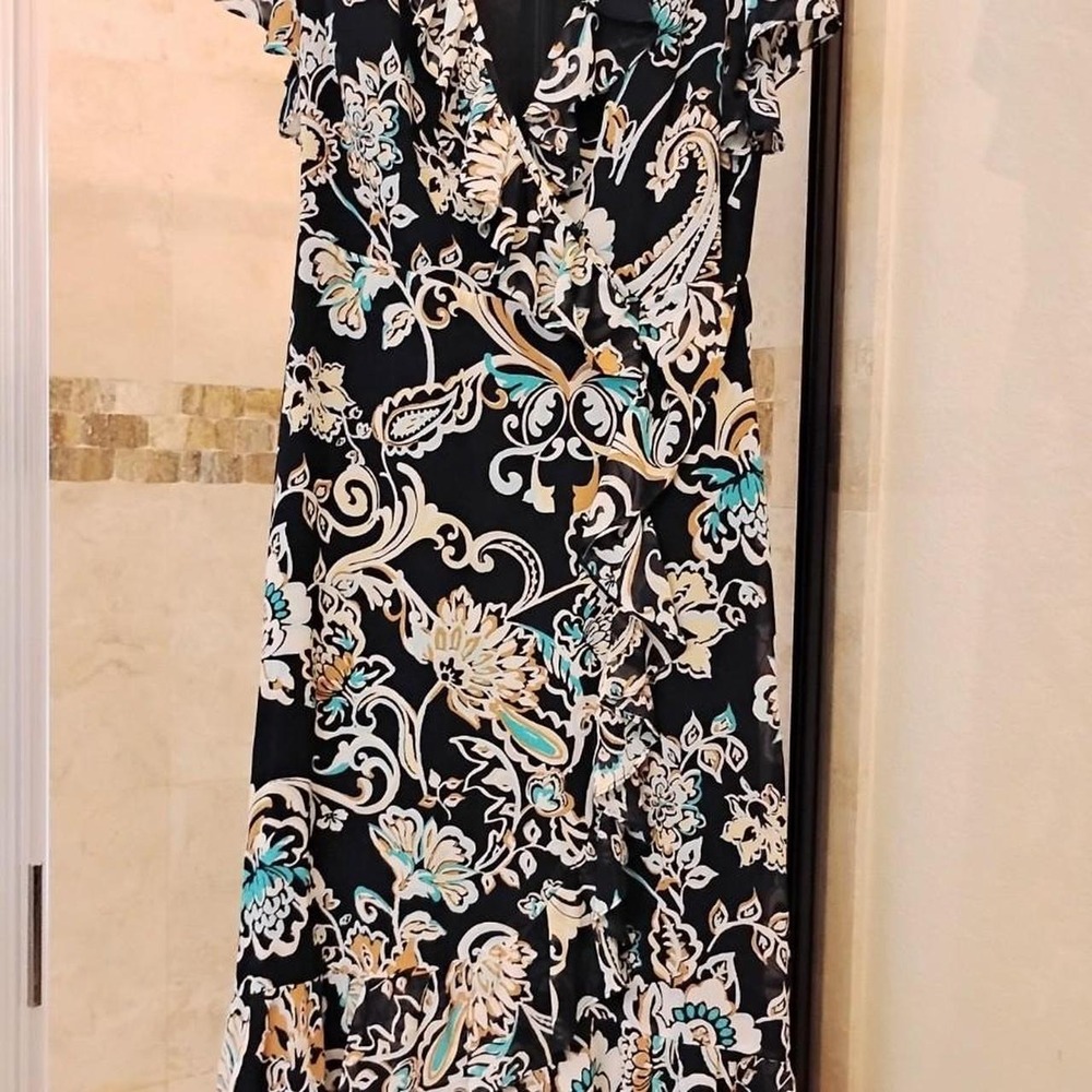 Chico's Paisley Faux Wrap cottage core fairy 90s boho Midi Dress